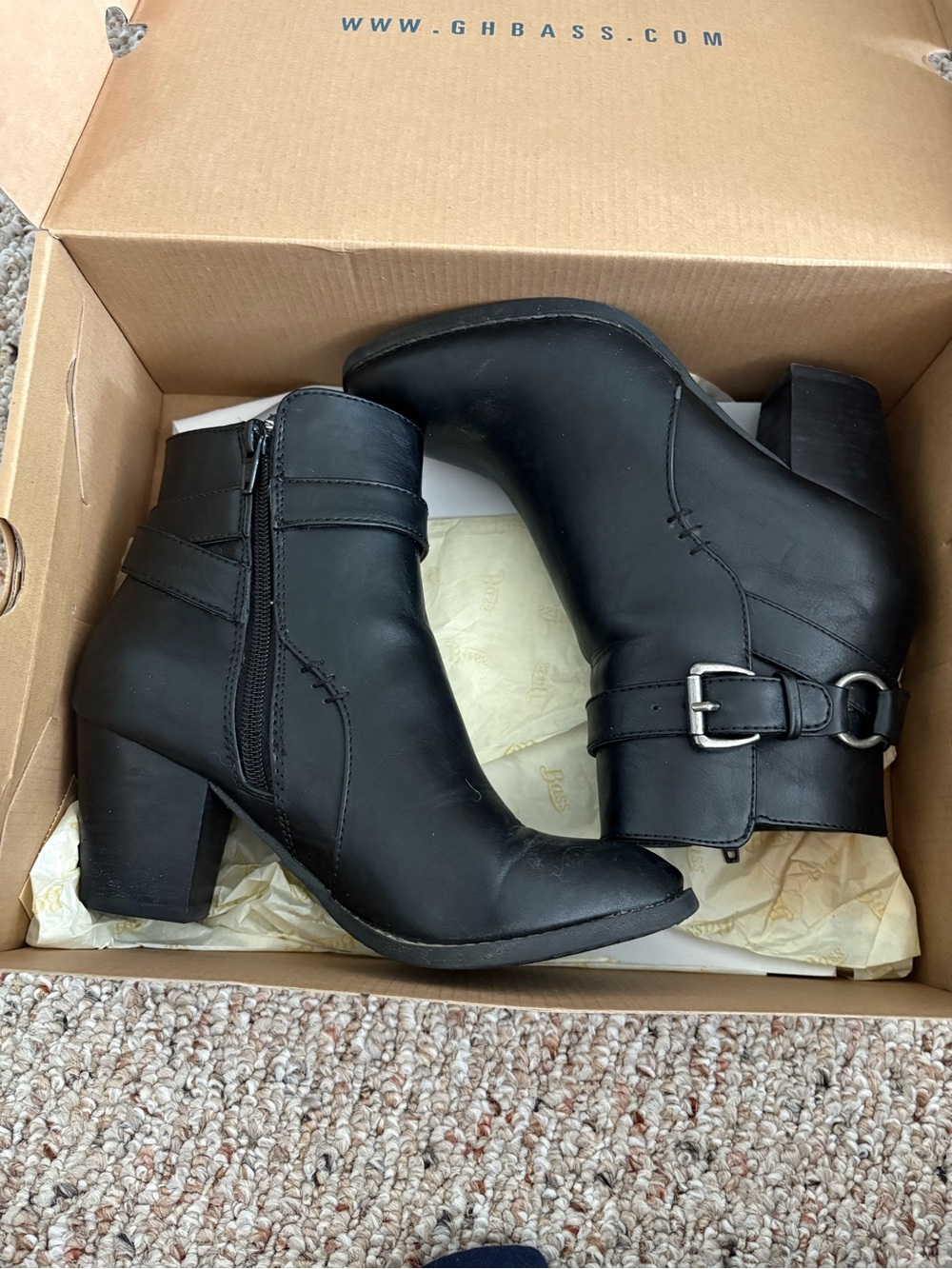 G.H. Bass & Co. Black Buckle Ankle Booties